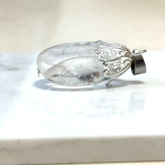 2/$20, Natural Clear Quartz Pendant, Large Tumbled Genuine Gemstone Pendant - Picture 3 of 11